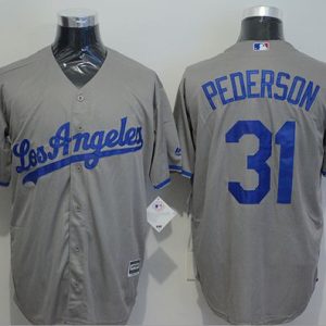 Dodgers #31 Joc Pederson Grey New Cool Base Stitched Jersey