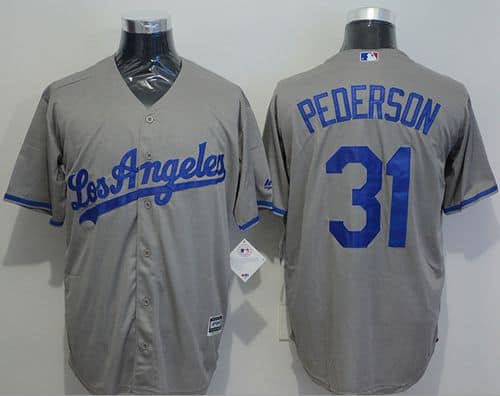 Dodgers #31 Joc Pederson Grey New Cool Base Stitched Jersey