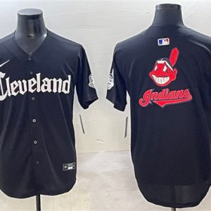 Cleveland Guardians Team Big Logo Black Gothic Vapor Premier Limited Stitched Jersey