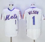 Mets #1 Mookie Wilson White(Blue Strip) Flexbase Authentic Collection Alternate Stitched Jersey