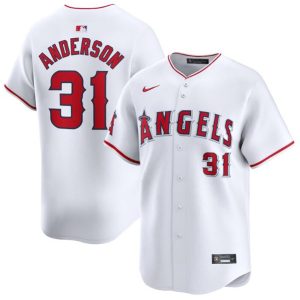 Los Angeles Angels #31 Tyler Anderson White Home Limited Stitched Jersey