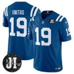 Indianapolis Colts #19 Johnny Unitas Blue 2025 F.U.S.E. Jim Irsay Patch Vapor Limited Stitched Jersey