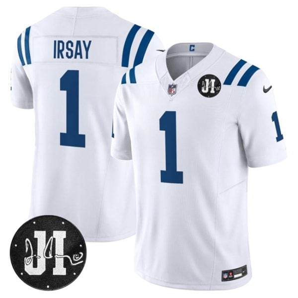 Indianapolis Colts #1 Jim Irsay White 2025 F.U.S.E. Jim Irsay Patch Vapor Limited Stitched Jersey