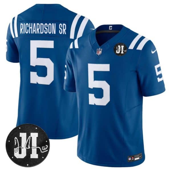 Indianapolis Colts #5 Anthony Richardson Blue 2025 F.U.S.E. Jim Irsay Patch Vapor Limited Stitched Jersey