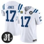 Indianapolis Colts #17 Daniel Jones White 2025 F.U.S.E. With 4-Star C Patch And Jim Irsay Patch Vapor Limited Stitched Jersey