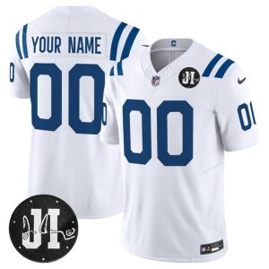 Indianapolis Colts Custom White 2025 F.U.S.E. Jim Irsay Patch Vapor Limited Stitched Jersey