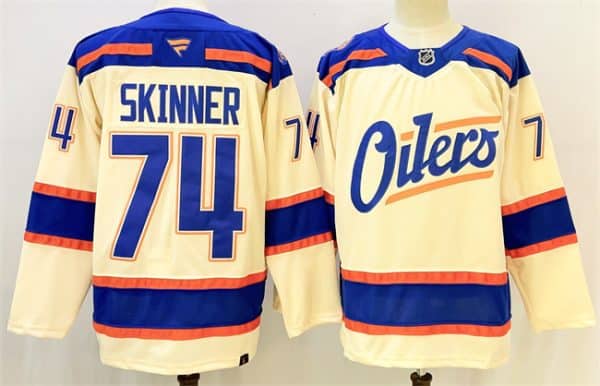 Edmonton Oilers #74 Stuart Skinner Light Beige 2025 Alternate Stitched Jersey