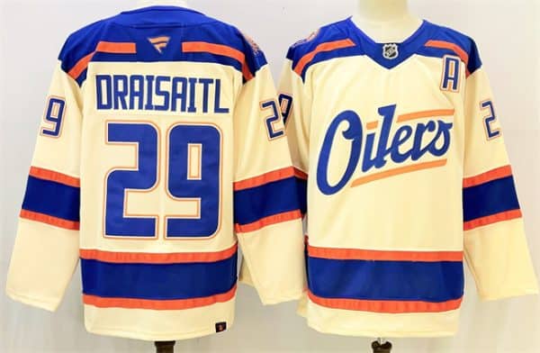 Edmonton Oilers #29 Leon Draisaitl Light Beige Alternate With A Patch Stitched Jersey