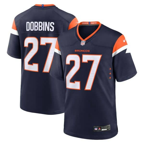 Denver Broncos #27 J.K. Dobbins Navy 2025 Alternate Stitched Game Jersey