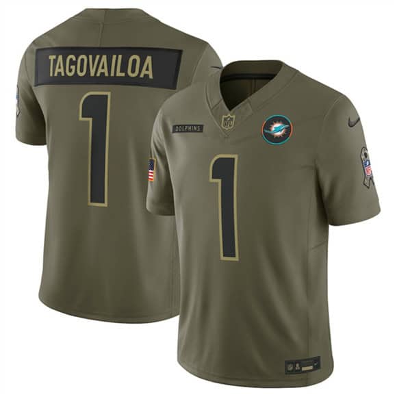 Miami Dolphins #1 Tua Tagovailo Olive 2025 F.U.S.E. Salute to Service Limited Stitched Jersey