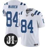 Indianapolis Colts #84 Tyler Warren White Jim Irsay Patch Vapor Limited Stitched Jersey