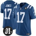 Indianapolis Colts #17 Daniel Jones Blue Jim Irsay Patch Vapor Limited Stitched Jersey