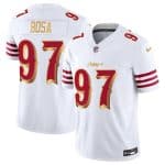 San Francisco 49ers #97 Nick Bosa White Gold 2025 F.U.S.E. ¡°Rivalries¡± Vapor Limited Stitched Jersey