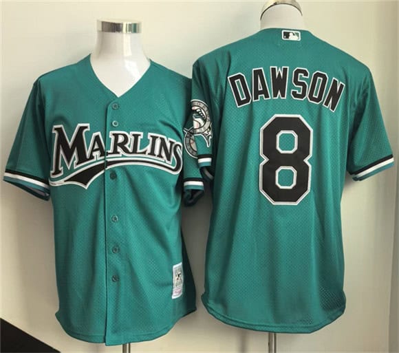 Miami Marlins #8 Andre Dawson Teal Throwback Stitched Jersey