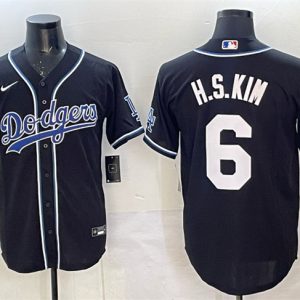 Los Angeles Dodgers #6 H.S.Kim Black Cool Base Stitched Jersey