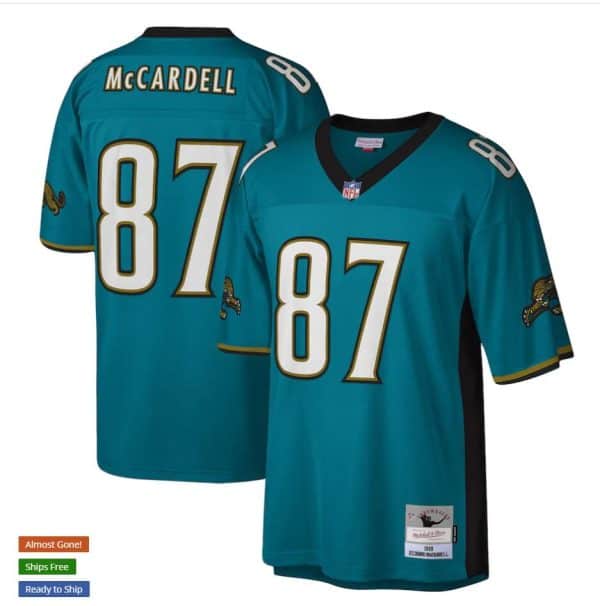 Jacksonville Jaguars #87 Keenan McCardell Mitchell Ness Teal Throwback Jersey