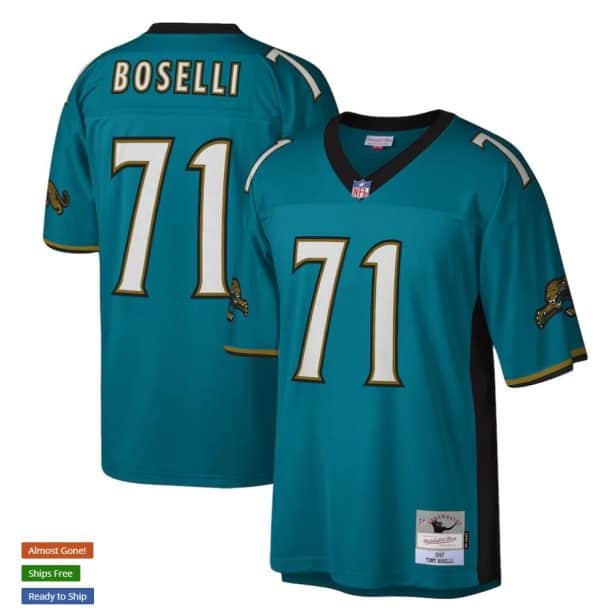 Jacksonville Jaguars #71 Tony Boselli 1997 Mitchell Ness Teal Throwback Jersey