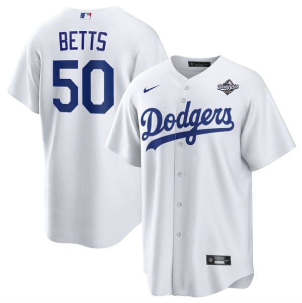 Los Angeles Dodgers #50 Mookie Betts White 2025 World Series Home Cool Base Stitched Jersey