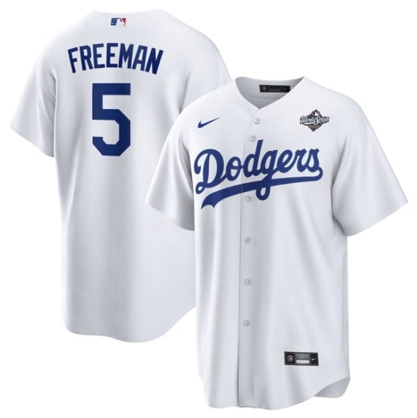 Los Angeles Dodgers #5 Freddie Freeman White 2025 World Series Home Cool Base Stitched Jersey