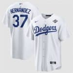 Los Angeles Dodgers #37 Teoscar Hern¨¢ndez White 2025 World Series Home Cool Base Stitched Jersey