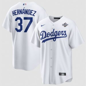 Los Angeles Dodgers #37 Teoscar Hern¨¢ndez White 2025 World Series Home Cool Base Stitched Jersey
