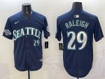 Seattle Mariners #29 Cal Raleigh Navy With 2025 AL West Division Champions Patch Limited Stitched jersey