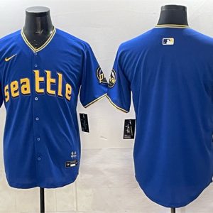 Seattle Mariners Blank Royal With 2025 AL West Division Champions Patch City Connect Limited Stitched Jersey