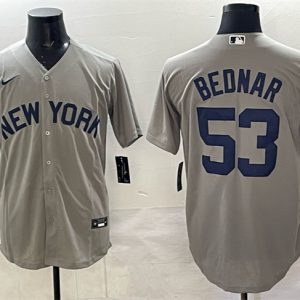 New York Yankees #53 David Bednar Grey Stitched Jersey