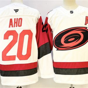 Carolina Hurricanes #20 Sebastian Aho White 2024-25 With A Patch Home Stitched Jersey
