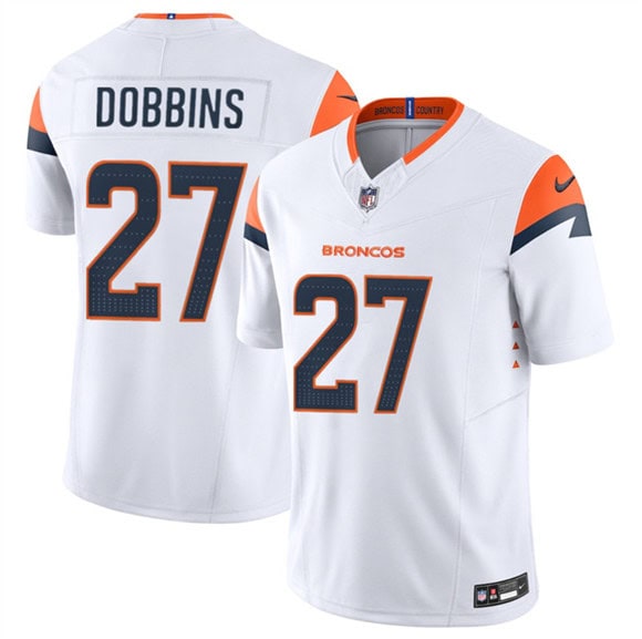 Denver Broncos #27 J.K. Dobbins White 2025 F.U.S.E. Vapor Limited Stitched Jersey