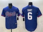 New York Giants #6 Jaxson Dart Royal Pinstripe With Patch Cool Base Stitched Jersey