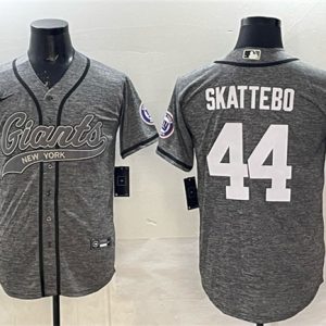 New York Giants #44 Cam Skattebo Gray With Patch Cool Base Stitched Jersey