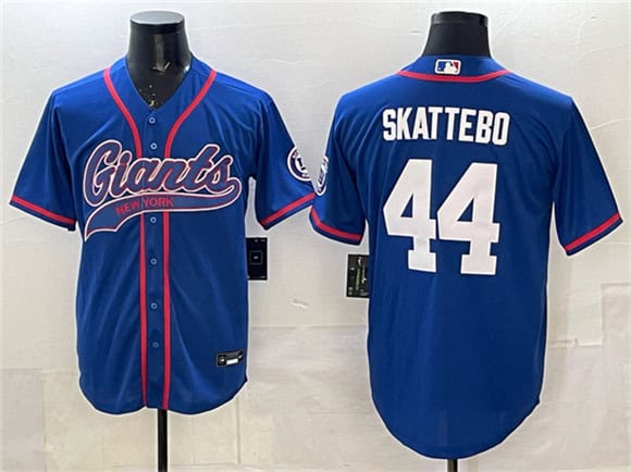 New York Giants #44 Cam Skattebo Royal With Patch Cool Base Stitched Jersey