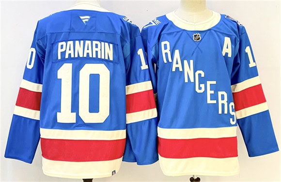 New York Rangers #10 Artemi Panarin Blue 2025 With A Patch Stitched Jersey