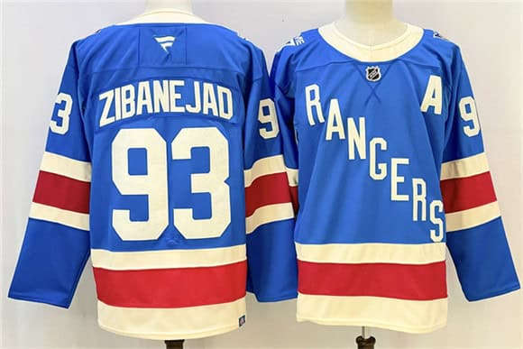 New York Rangers #93 Mika Zibanejad Blue With A Patch Stitched Jersey