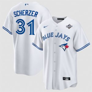 Toronto Blue Jays #31 Max Scherzer White 2025 World Series Home Cool Base Stitched Jersey
