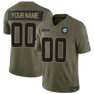 Miami Dolphins Custom Olive 2025 F.U.S.E. Salute to Service Limited Stitched Jersey