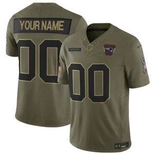 New England Patriots Custom Olive 2025 F.U.S.E. Salute to Service Limited Stitched Jersey