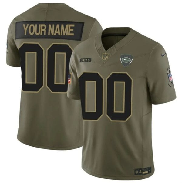 New York Jets Custom Olive 2025 F.U.S.E. Salute to Service Limited Stitched Jersey