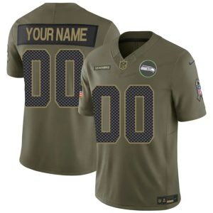 Seattle Seahawks Custom Olive 2025 F.U.S.E. Salute to Service Limited Stitched Jersey