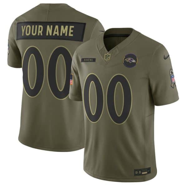 Baltimore Ravens Custom Olive 2025 F.U.S.E. Salute to Service Limited Jersey