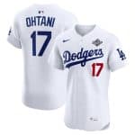 Los Angeles Dodgers #17 Shohei Ohtani White 2025 World Series Cool Base Sttiched Jersey
