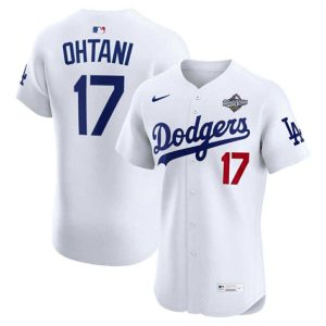 Los Angeles Dodgers #17 Shohei Ohtani White 2025 World Series Cool Base Sttiched Jersey