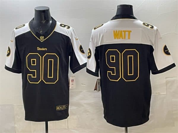Pittsburgh Steelers #90 T.J. Watt Black White F.U.S.E. Vapor Untouchable Limited Stitched Jersey