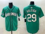 Seattle Mariners #29 Cal Raleigh Aqua With 2025 AL West Division Champions Patch Limited Stitched jersey