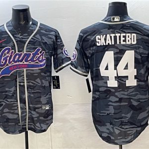 New York Giants #44 Cam Skattebo Gray Camo With Patch Cool Base Stitched Jersey