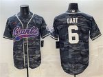 New York Giants #6 Jaxson Dart Gray Camo With Patch Cool Base Stitched Jersey