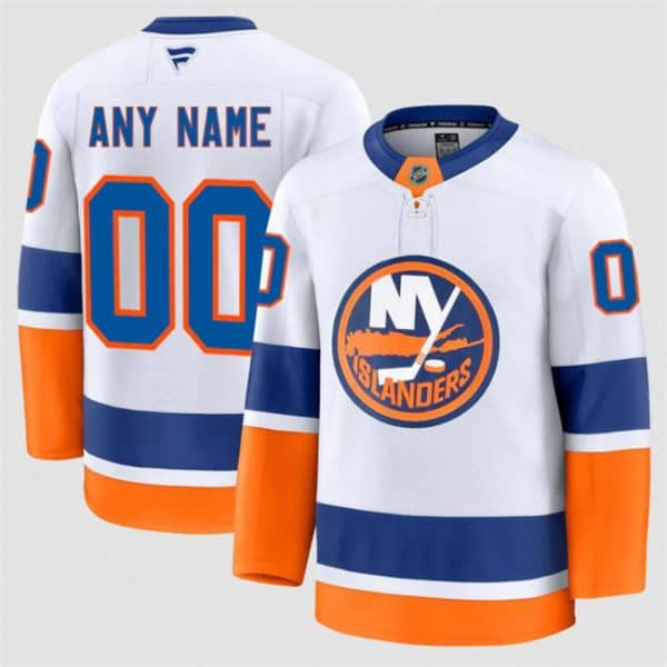 New York Islanders Custom White 2024-25 Away Stitched Jersey