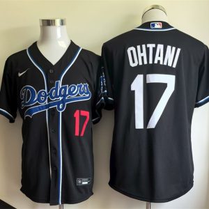 Los Angeles Dodgers #17 Shohei Ohtani Black Cool Base Stitched Jersey