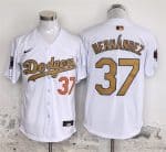 Los Angeles Dodgers #37 Teoscar Hern¨¢ndez White Gold 2025 Cool Base Stitched Jersey